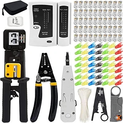 Image de MAYLINE RJ45 Professional Testeur de Network Réseau Cable Kits d&#039;Outils Réparation d&#039;Ordinateur,Professionnel Ensemble d&#039;Outil Approprié au Bricolage (Noir)