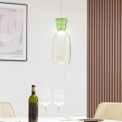 Image de Lucande Suspension LED Fay, jaune/vert clair, verre, Ø 15 cm