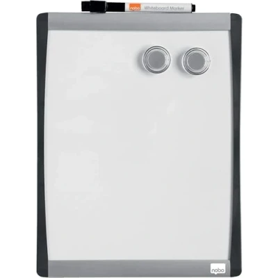 Image de Nobo Mini Tableau Blanc Magnétique Mural avec Cadre Incurvé, Marqueur Aimants et Kit de Fixation Murale Inclus, Maison/Bureau, 215 x 280 mm, Blanc, 1903778