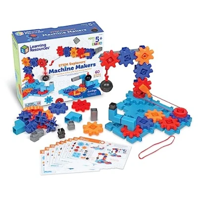 Image de Learning Resources Makers Créateurs de Machines Explorers, 60 pièces, à partir 5 Ans, Jeux Construction, kits STEM, d’ingénierie, Jouets Construire soi même, LER9462, Multicolore, Medium
