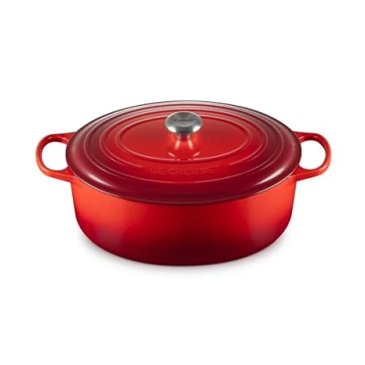 Image de Le Creuset Cocotte Signature en Fonte Émaillée avec Couvercle, 35 cm, Ovale, 8,9 L, 7,375 kg, Cerise, 21178350602430