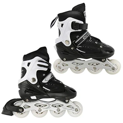Image de Inline Skates 4 en 1 Patins à Glace Enfants Rollers pour et Adultes Roulement ACEB7 de Patinage réglables Code M Noir (Taille 35 38)