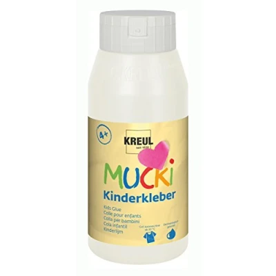 Image de KREUL 24383 Mucki Colle pour enfant Flacon de 750 ml Soluble dans l’eau, sans solvant, PVC, inodore, polyvalente, parabène, gluten, lactose, végane, lavable et transparente