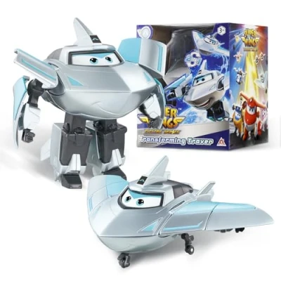 Image de Super Wings Transformer Aeroplane Supercharged Traver, Hauteur env. 12,7 cm, poupée pour Enfants, Avion Jouet et Figurine de Robot garçons Filles à partir 3 Ans