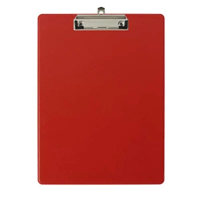 Image de Exacompta Réf. 19295E Porte bloc à pince avec pochette plastique sur le dos Système d&#039;accroche mural Dimensions : 23 cm x 32 pour document format A4 Coloris rouge