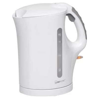 Image de Clatronic® Bouilloire Kettle 1,7 L avec arrêt automatique et manuel Filtre anticalcaire amovible max. 2200Watt noire WK 3445 blanc