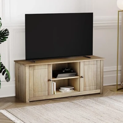 Image de Vida Designs Meuble TV à écran Plat Étagère Deux Portes Panama, Bois Dense, Vert Sapin, 120.0 x 40 50 cm, Pin, Dimensions (LWH): 120 cm