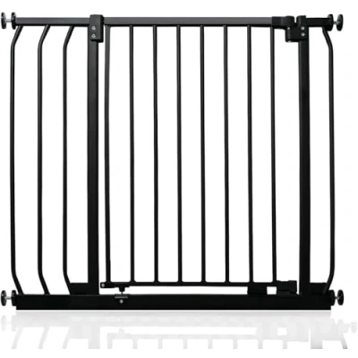 Image de Safetots Barrière de sécurité Elite, 80cm 89cm, Noir Mat, d&#039;escalier à Fixation par Pression, pour bébé Portes, couloirs et espaces, Installation Facile