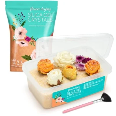 Image de LotFancy Gel de silice Pour séchage des fleurs 1,13 kg Déshydratant réutilisable avec indicateur Cristaux fins &lt; 1 mm
