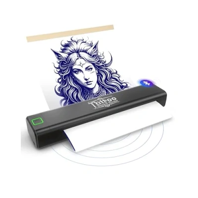 Image de Vretti Thermocopieur Tatouage Bluetooth P84, 10 Feuilles A4 Papier Transfert Imprimante, Imprimante Stencil Tatouage, Machine Copieur pour iOS Android et Mac, Noir