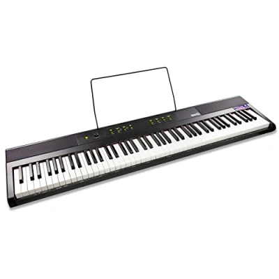 Image de Rockjam 88 Key piano numérique avec des clés semi pondérées, une alimentation électrique, un stand de partition, autocollants note et leçons simples