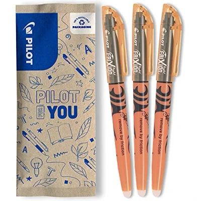 Image de PILOT Lot de 3 Frixion Light Surligneurs effaçables aux couleurs fluos Orange Pointe biseautée pour tracé fin ou plus large