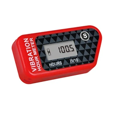 Image de Yooreal Compteur horaire sans fil alimenté par batterie, jauge de détection vibration pour tracteur pelouse, chariot golf, tronçonneuse, déchiqueteuse à bois, fendeuse bûches(Red)
