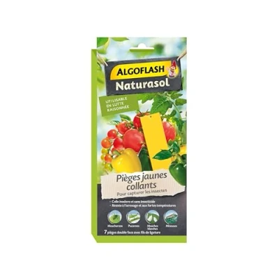 Image de ALGOFLASH NATURASOL Pieges a insectes jaunes collants 7 stickers
