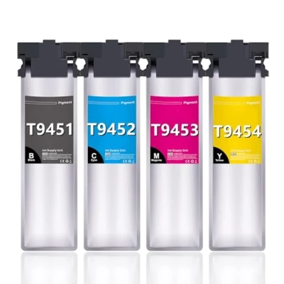 Image de Jhaan T945 Cartouches d&#039;encre Compatible pour Epson T9451 T9452 T9453 T9454 Workforce Pro WF C5210 C5290 C5710 C5790 C5210DW C5290DW C5710DWF (4 Pack)