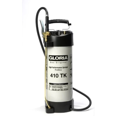 Image de GLORIA 410 TK Profiline, Pulvérisateur à pression haute performance de 10L professionnel en acier oléofuge avec raccord compresseur et manomètre 6 bar blanc/noir