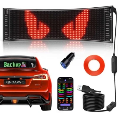 Image de Qnoavve Panneau LED de contrôle d&#039;application Bluetooth 37x9cm Flexible USB 5v Signe Voiture programmable défilement personnalisé Affichage pour Magasin Bar Party Festival