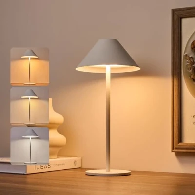 Image de Bojim LED Lampe de Bureau Contrôle Tactile 4000mAh Intensité Variable, 3 Modes Couleur, Table Sans Fil Rechargeable Blanc, 3W 240LM à Poser, IP54 Utilisation Inté Extérieure