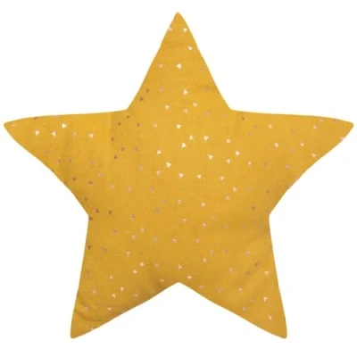 Image de Atmosphera Coussin Enfant Berlingot étoile Coton Jaune Ocre 40x40 cm