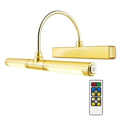 Image de HONWELL Lampe Murale à Télécommande/Lampe de Miroir/Lampe d&#039;affichage, Alimenté par Pile AA, Bras Pivotant 180 pour Régler L&#039;éclairage, éclairage Intérieur