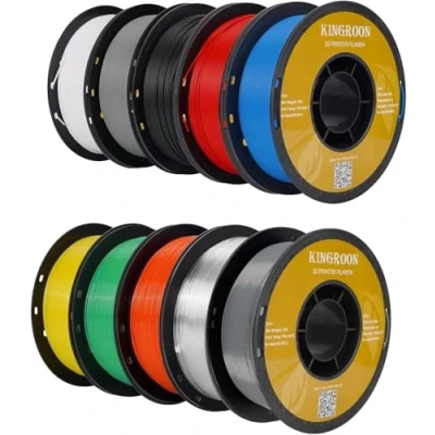Image de Kingroon Lot de filaments PLA 1,75 mm pour imprimante 3D, filament multicolore 10 kg, précision dimensionnelle +/ 0,03 mm, 3D avec bobine soigneusement enroulée