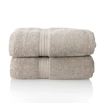 Image de ALCLEAR Lot de Serviettes éponge qualité supérieure, Gamme Disponible en 6 Coloris et 5 Tailles, : Gris Platine, 2 invités 70 x 200 cm, Oeko Tex Standard 100