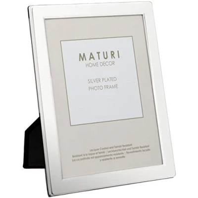 Image de Maturi 20 x 25 cm Cadre Photo plaqué Argent à Bord Plat 8 10 Pouces