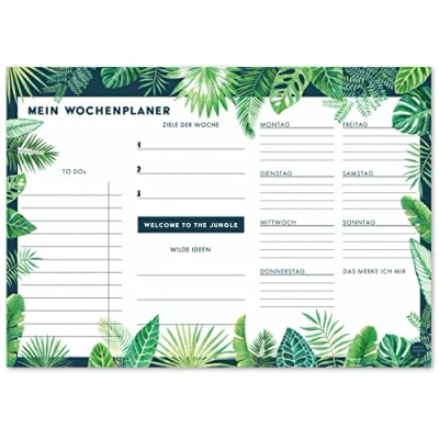Image de TYSK Design Sous main jungle (design au choix) En papier à déchirer Format A3 Pour liste de choses faire Planning hebdomadaire