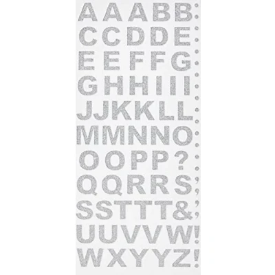 Image de Eleganza Set de Lettres l&#039;alphabet, matériau synthétique, Argent, 16,5 x 7,6 0,2 cm