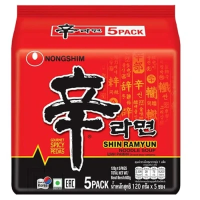 Image de Nong Shim Nouilles instantanées Shin Ramyun, Soupe Coréenne Ramen chaude Préparation Rapide multi pack 120G x 5 8 (4.8kg)