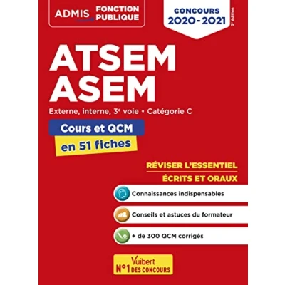 Image de ATSEM ASEM Catégorie C Cours et QCM en 51 fiches: Externe, interne, 3e voie 2020 2021
