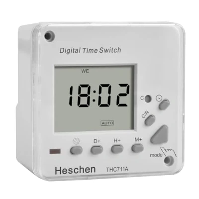 Image de Heschen THC711A Commutateur de relais programmable hebdomadaire avec écran LCD numérique 220 240 V AC Indicateur LED CE