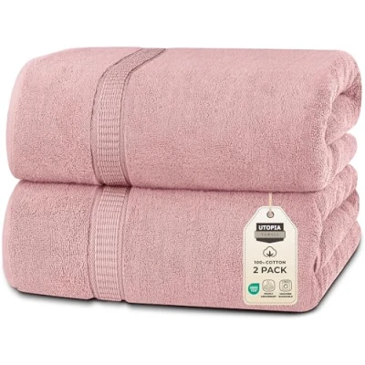 Image de Utopia Towels Luxueux Drap de Bain géant 2 pièces, 100% Coton filé à Anneaux, très Absorbant et séchage Rapide, Serviette Bain/Serviette Sauna, Super Douce (90 x 180 cm, Rose poussiéreux)