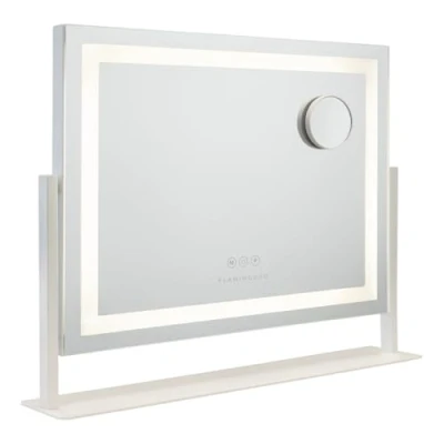 Image de Flamingueo Miroir Coiffeuse Hollywood Bande LED Rectangulaire, Maquillage Lumineux 3 Modes, Position Réglable 360º, USB,