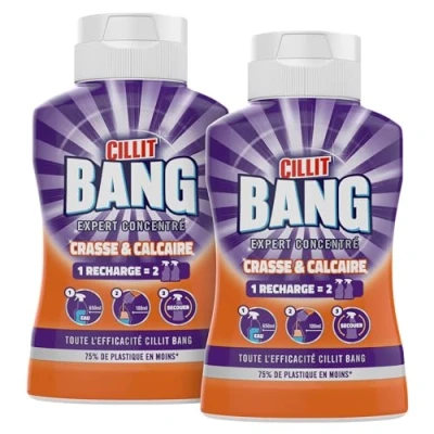 Image de Cillit Bang Crasse Et Calcaire Nettoyant Salle De Bain Anti 2 Recharges = 4 Sprays 2x200 ml