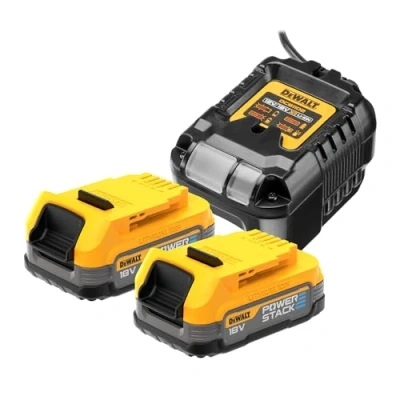 Image de Dewalt Pack 2 batteries POWERSTACK XR 18V 1.7Ah Li Ion + chargeur DCB1102E2 QW