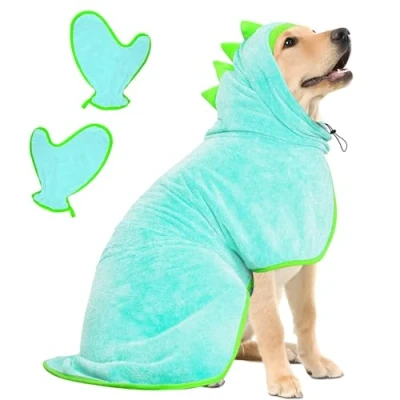 Image de Bibykivn Serviette à Séchage Rapide pour Animaux, Peignoir Chien en Microfibre, Absorbant, Absorbant Manteau Après Baignade Bain (Bleu, XL)