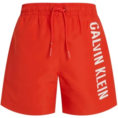 Image de Calvin Klein Swimwear Medium Drawstring Short de bain pour enfants, Taille: 8 10a, Flaming chili