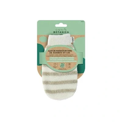 Image de OMNIA BOTANICA Gant de bain bi matière Lin et bambou massage gommage corps en douceur Convient à tous les types peaux spa Exfoliation douce