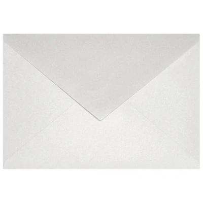 Image de Netuno 100 enveloppes blanches nacrées C6 114x162mm Aster Metallic White rabat pointu brillantes métallisées pour invitations anniversaires mariage cartes de vœux Noël