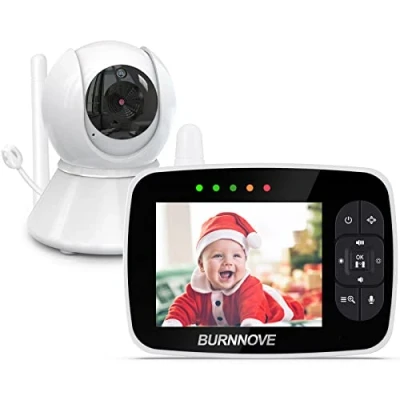 Image de BURNNOVE Babyphone Camera 3.5 Pouces 720P Baby Phone Surveillance sans Fil Vision Nocturne Invisible PTZ ECO Zoom 2X Moniteur Bébé Communication Bidirectionnelle 4 Berceuses Pas de WiFi