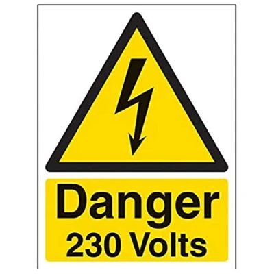 Image de vsafety Signes 68005 an r d&#039;avertissement &quot;Danger 230 Volts, 1 plaque électrique, mm en plastique rigide, Portrait, 150 x 200 mm, noir/jaune