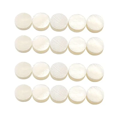 Image de Create idea Lot de 20 repères touche en nacre d&#039;ormeau naturel 6 mm pour guitare, ukulélé, basse, mandoline, banjo Blanc