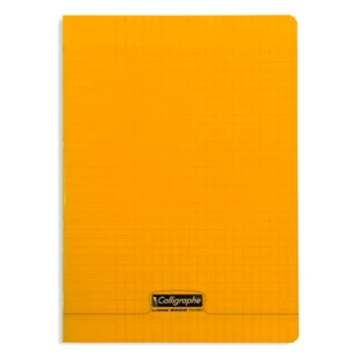 Image de Calligraphe 18138C Un Cahier Agrafé Orange (une Marque de Clairefontaine) A4 21x29,7 cm 96 Pages Grands Carreaux Papier Blanc 90 g Couverture Polypro Transparent
