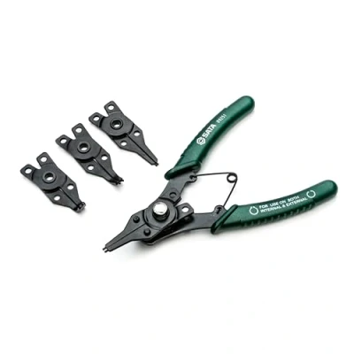Image de SATA ST09251SJ Lot de 5 pinces à anneaux avec 4 mâchoires interchangeables dans un étui rangement Vert