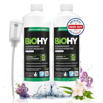 Image de BiOHY nettoyant pour sols robots de nettoyage avec une senteur fraîche printemps (2 x 1l Bouteille) + Distributeur Concentré tous les (Wischroboter Frühling)