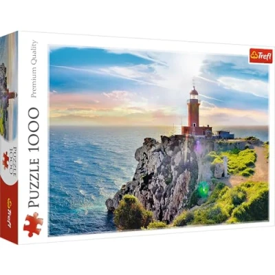 Image de Trefl 1000 Pièces Grèce Vue sur la Colline Falaise Surface de l&#039;eau DIY Divertissement Créatif Cadeau Puzzle Classique pour Adultes et Enfants à partir 12 Ans, TR10436, Phare Melagavi