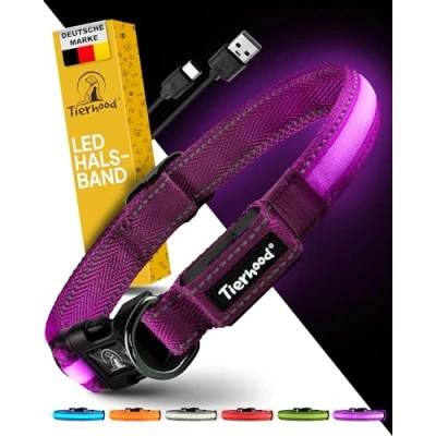 Image de Tierhood Collier lumineux pour chien petits et grands chiens LED rechargeable Durable, résistant aux intempéries confortable Idéal les promenades