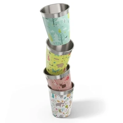 Image de SIGG Set de Gobelets pour Enfant (4 x 0,35 L), Réutilisables au Design Coloré Filles et Garçons, Verres Enfants à Utiliser la Maison en Extérieur