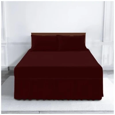 Image de Gaveno cavalia Drap Housse avec Jupe en Percale, Bordeaux, 35.5 x 7 4.5 cm